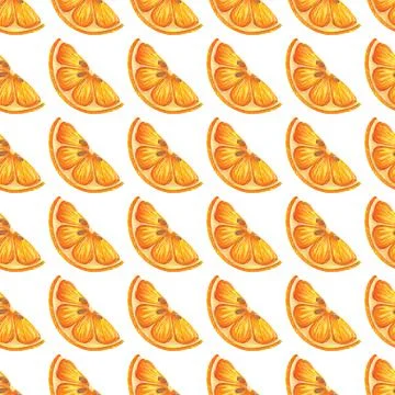 Lemon or orange slice seamless watercolor pattern. Hand drawn illustration Stock Illustration