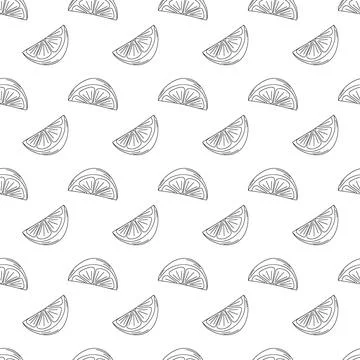 Lemon or orange slice Seamless pattern in trendy minimalistic style. Background Stock Illustration