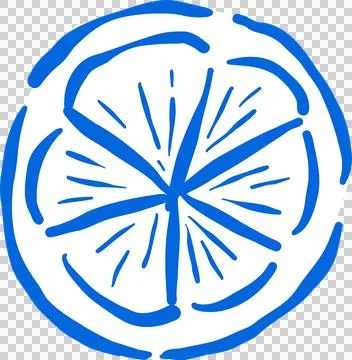 Lemon Outline Half Cut Sliced Whimsical Hand Drawn Stock Illustration