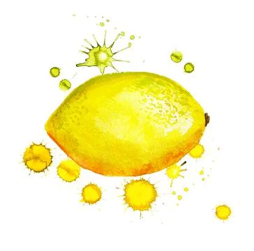 Lemon with paint blots Stock Illustration