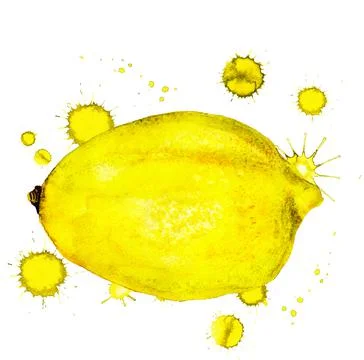 Lemon with paint blots Stock Illustration