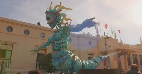 Lemon parade with floats made with citrus fruits in Menton, France Video stock 331163223