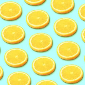 Lemon pattern on blue Stock Photos
