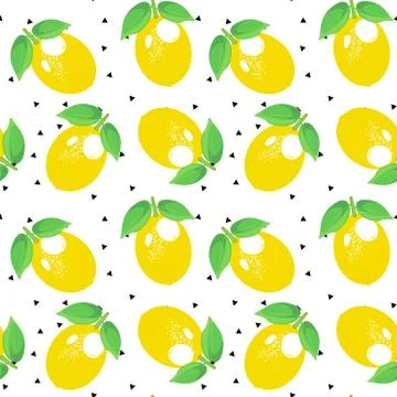 Lemon pattern. decorative background with colorful summer yellow lemons. Stock Illustration