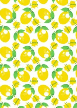 Lemon pattern. decorative background with colorful summer yellow lemons. Stock Illustration