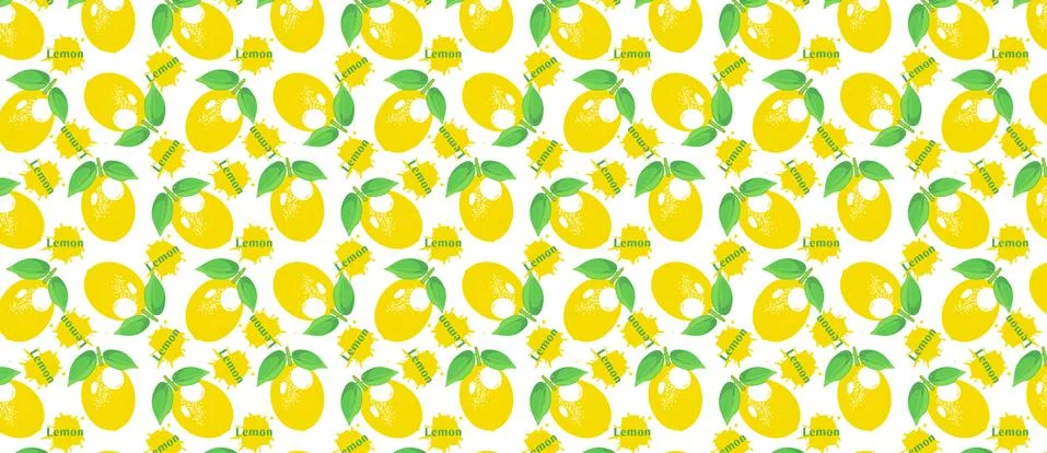 Lemon pattern. decorative background with colorful summer yellow lemons. Stock Illustration