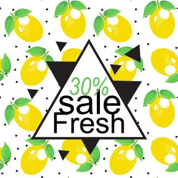 Lemon pattern. decorative background with colorful summer yellow lemons Stock Illustration