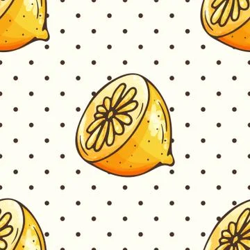 Lemon pattern with polka dots Stock Illustration