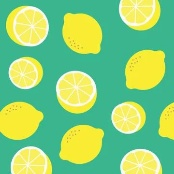 Lemon pattern print. Vector yellow lemon pattern Stock Illustration