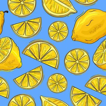 Lemon pattern seamless, cute tropical trend print. Abstract modern outline fr Stock Illustration