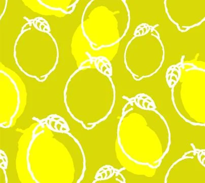 Lemon pattern seamless. lime background. Hand drawing fruit ornament 스톡 일러스트