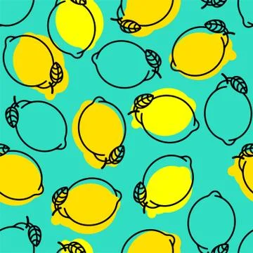 Lemon pattern seamless. lime background. Hand drawing fruit ornament 스톡 일러스트