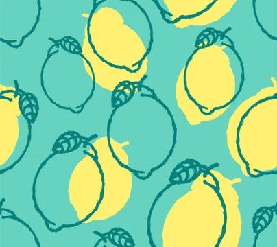 Lemon pattern seamless. lime background. Hand drawing fruit ornament Illustrazione stock