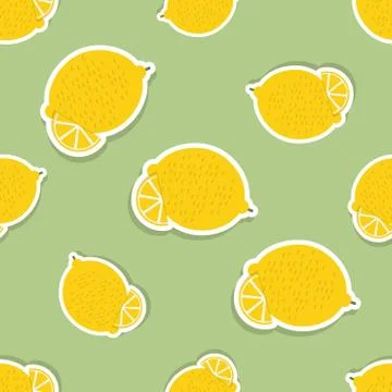 Lemon pattern. seamless texture with ripe lemons Stock Illustration