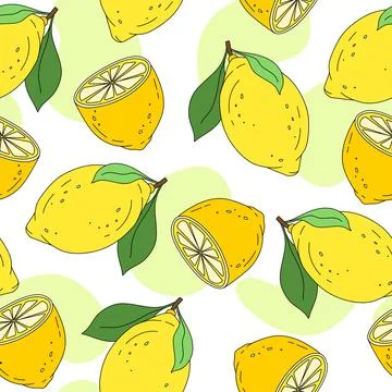 Lemon Pattern seamless on white background Vector Illustrazione stock