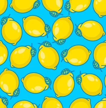 Lemon pattern seamless. Yellow fruit background. Baby fabric texture 스톡 일러스트