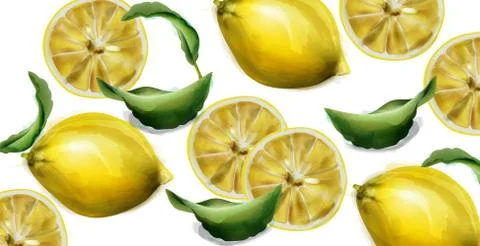 Lemon pattern Vector watercolor texture. Vintage fresh fruit backgrounds Stock Illustration