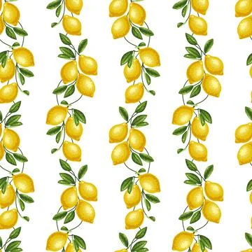 Lemon pattern on a white background, vector Illustrazione stock