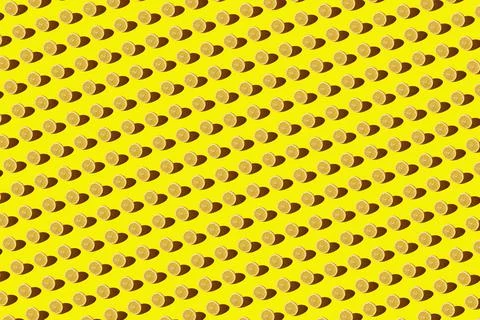 Lemon pattern on a yellow background. Pop art design, creative citruses. Yell 스톡 일러스트