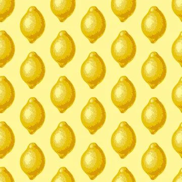 Lemon pattern on a yellow background, vector Illustrazione stock