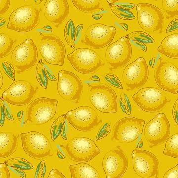 Lemon pattern on a yellow background, vector Illustrazione stock