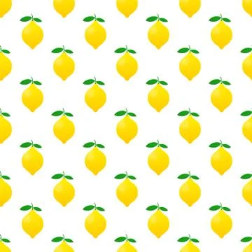 Lemon pattern. Yellow lemon vector illustration isolated on white background. Stock Illustration