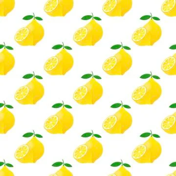 Lemon pattern. Yellow lemon vector illustration isolated on white background. Stock Illustration