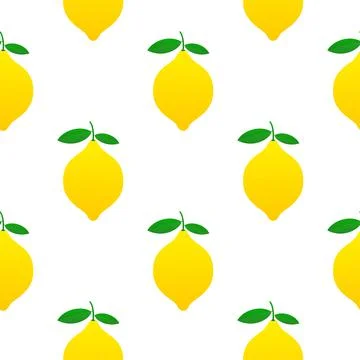 Lemon pattern. Yellow lemon vector illustration isolated on white background. イラスト素材