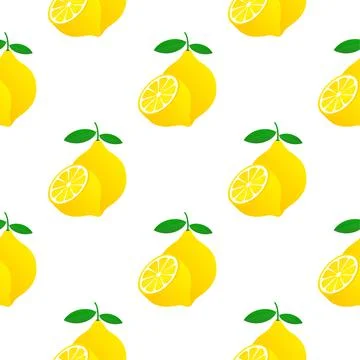 Lemon pattern. Yellow lemon vector illustration isolated on white background. Illustrazione stock