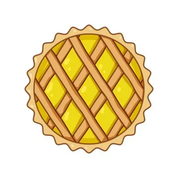 Lemon pie lattice crust dessert baking top view Stock Illustration