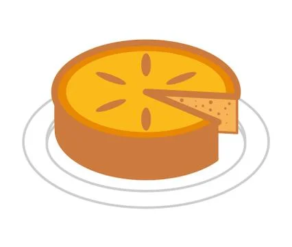 Lemon pie on plate isolated. Vector illustration Illustrazione stock