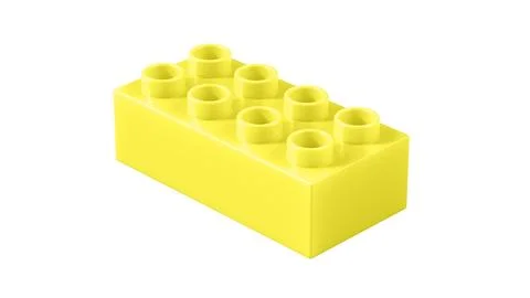 Lemon Plastic Lego Block Isolated on a White Background. Stock Illustration