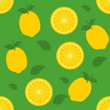 Lemon repeat pattern background green yellow fabric gift wrap wall texture Stock Illustration