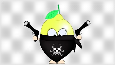 Lemon the robber with two pistols on a empty background. Stock Footage 150158006