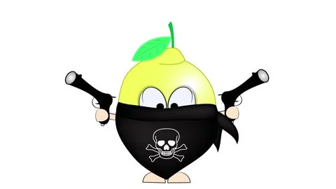Lemon the robber with two pistols on a white background. Video stock 150158034