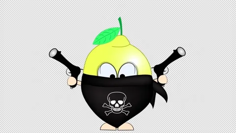 Lemon the robber with two pistols on a white and blank background. Stock Footage 150158141