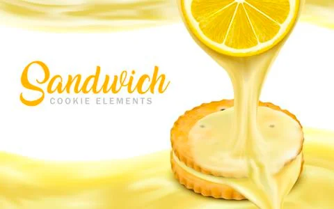 Lemon sandwich cookies elements Stockillustratie