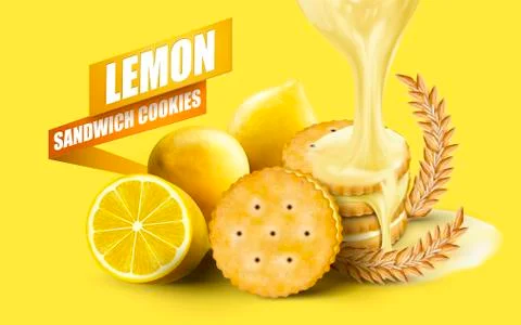 Lemon sandwich cookies elements 库存插图