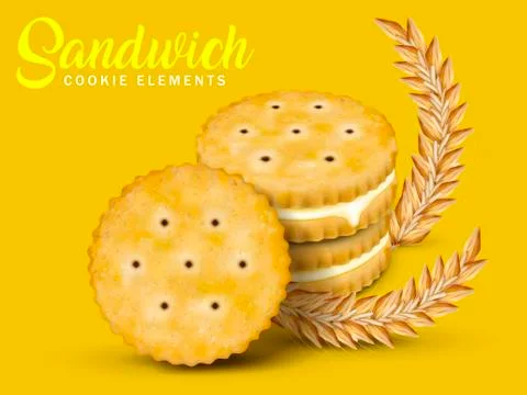 Lemon sandwich cookies elements Stock Illustration