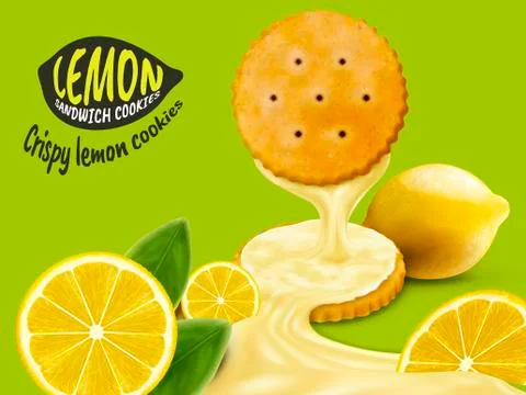 Lemon sandwich cookies elements 库存插图