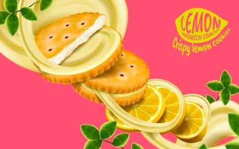 Lemon sandwich cookies elements Stock-Illustration