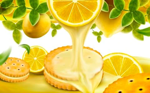 Lemon sandwich cookies elements Stockillustratie