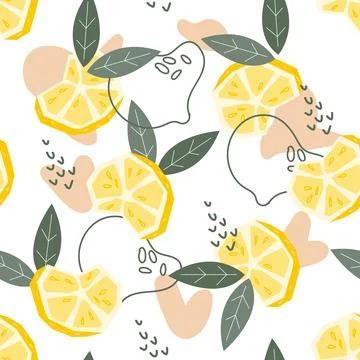 Lemon seamless pattern and endless background designs. Lemon motif vector. Stock Illustration
