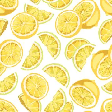 Lemon seamless pattern, background with fresh fruit a vector illustration. Illustrazione stock