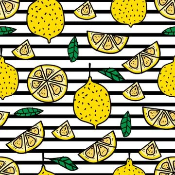 Lemon seamless pattern background. Vector illustration. Stock Illustration
