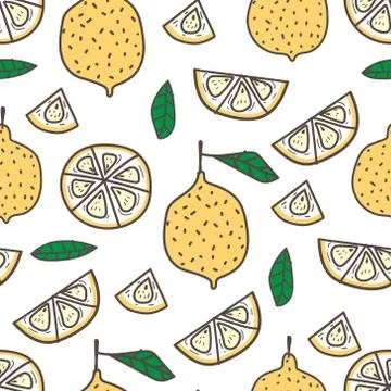 Lemon seamless pattern background. Vector illustration. Stock Illustration