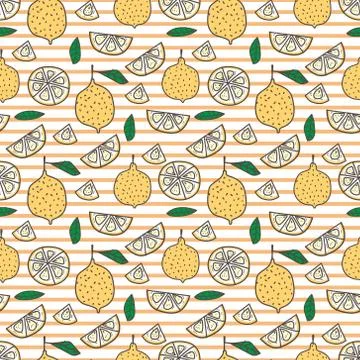 Lemon seamless pattern background. Vector illustration. Illustrazione stock
