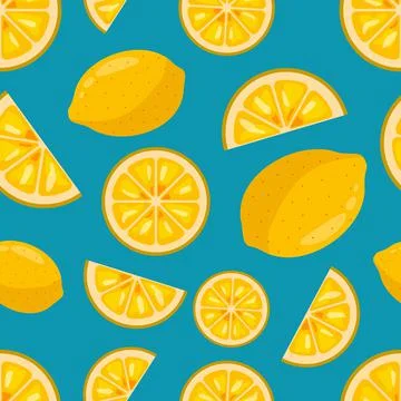 Lemon seamless pattern on a bright background Stock Illustration