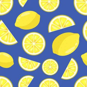 Lemon seamless pattern on a bright background Stock Illustration