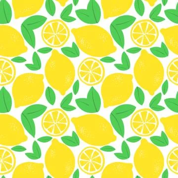 Lemon seamless pattern. Bright summer design. Vector illustration. イラスト素材